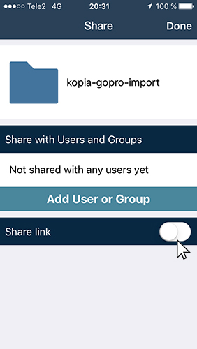 ios iphone ipad share link for cloud storage